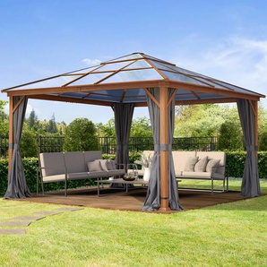 4x4 m Hardtop Gartenpavillon, inkl. 4 Seitenteile, loft grey - (300197)
