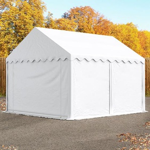 4x4 m Lagerzelt, PVC-Plane, weiß, mit Bodenrahmen - (7223)