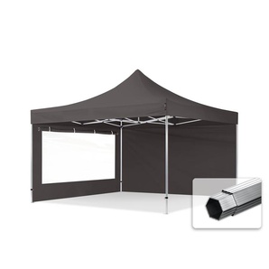4x4m Aluminium Faltpavillon, inkl. 2 Seitenteile, dunkelgrau - (600188)