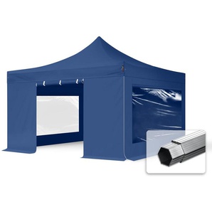 4x4m Aluminium Faltpavillon, inkl. 4 Seitenteile, blau - (600185)