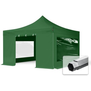 4x4m Aluminium Faltpavillon, inkl. 4 Seitenteile, dunkelgrün - (600187)