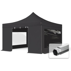 4x4m Aluminium Faltpavillon, inkl. 4 Seitenteile, schwarz - (59079)