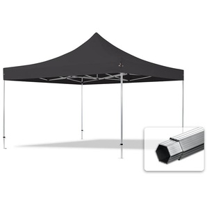 4x4m Aluminium Faltpavillon, ohne Seitenteile, schwarz - (59078)
