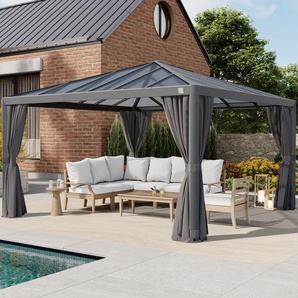 4x4m Hardtop Gartenpavillon, inkl. 4 Seitenteile, loft grey - (300666)