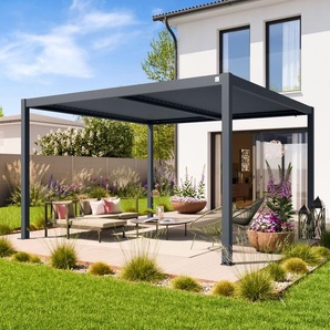 4x4m Pergola in Anthrazit; mit Lamellendach in Anthrazit - (400129)