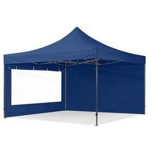 4x4m Stahl Faltpavillon, inkl. 2 Seitenteile, blau - (600091)