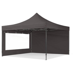 4x4m Stahl Faltpavillon, inkl. 2 Seitenteile, dunkelgrau - (600100)