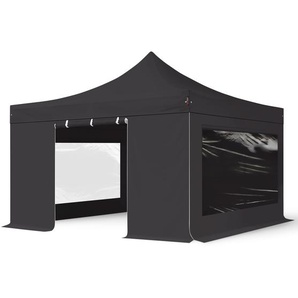4x4m Stahl Faltpavillon, inkl. 4 Seitenteile, schwarz - (600089)