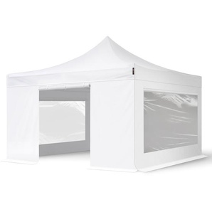 4x4m Stahl Faltpavillon, inkl. 4 Seitenteile, weiß - (600105)