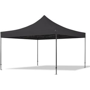 4x4m Stahl Faltpavillon, ohne Seitenteile, schwarz - (600086)