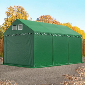 4x6 m Lagerzelt, PVC-Plane, dunkelgrün, mit Bodenrahmen, mit Statik (Erduntergrund) - (57631)
