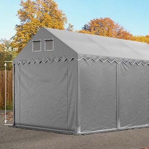 4x6 m Lagerzelt, PVC-Plane, grau, mit Bodenrahmen, mit Statik (Betonuntergrund) - (49863)