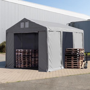 4x6 m Lagerzelt, PVC-Plane, grau, mit Bodenrahmen, mit Statik (Betonuntergrund) - (94008)