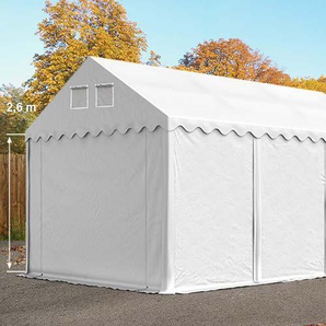 4x6 m Lagerzelt, PVC-Plane, weiß, mit Bodenrahmen, ohne Statik - (7632BL)