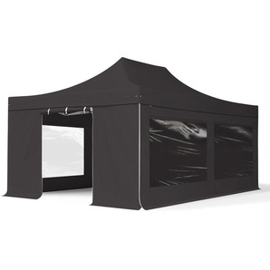 4x6m Aluminium Faltpavillon, inkl. 4 Seitenteile, schwarz - (582032)