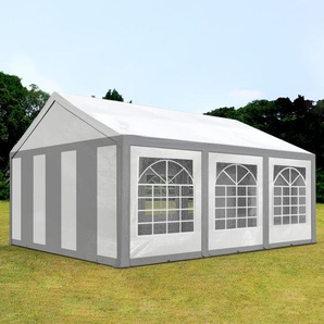 4x6m Partyzelt, PE-Plane, grau-weiß - (91121)
