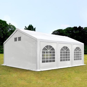 4x6m Partyzelt, PE-Plane, weiß, mit Bodenrahmen - (92102)