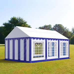 4x6m Partyzelt, PVC-Plane, blau-weiß - (6098)