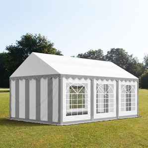 4x6m Partyzelt, PVC-Plane, grau-weiß - (6096)