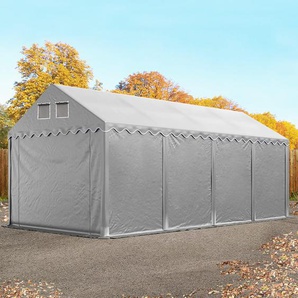 4x8 m Lagerzelt, PVC-Plane, grau, mit Bodenrahmen, ohne Statik - (7633BL)