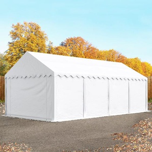 4x8 m Lagerzelt, PVC-Plane, weiß, mit Bodenrahmen - (7201)