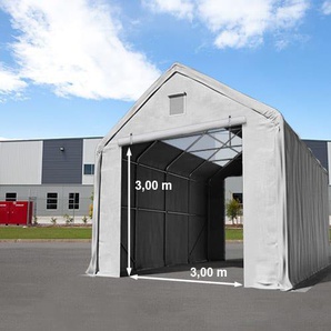 4x8m Zelthalle, PRIMEtex-Plane, grau, mit Statik (Betonuntergrund) - (49831)