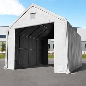 4x8m Zelthalle, PRIMEtex-Plane, grau, mit Statik (Erduntergrund) - (48666)