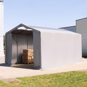 4x8m Zelthalle, PVC-Plane, grau, mit Statik (Erduntergrund) - (93851)