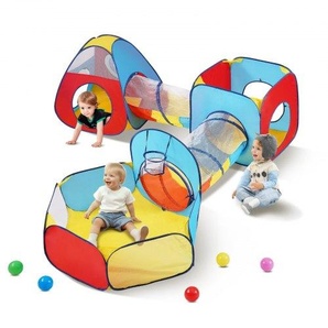 5-in-1-Spielzelt mit Tunnel, Basketballkorb für Jungen, Mädchen, Babys und Kinder, Pop-Up-Spielhaus für drinnen und draußen mit Tragetasche und Spanngurten, Geburtstagsgeschenke, Rot/Gelb/Blau PPSDZPX5DCS0ZMG6CV0