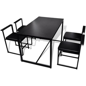5-teilige Essgruppe Tisch + 4 Stühle Schwarz