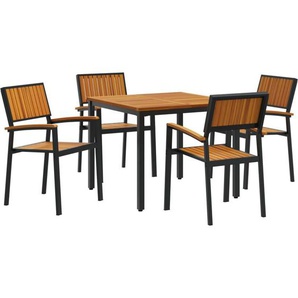 5-teiliges Garten-Esszimmer Set aus massivem Akazienholz und Metall Vidaxl
