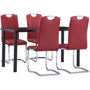 5-tlg. Essgruppe Kunstleder Rot