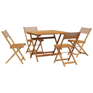 5-tlg. Garten-Essgruppe Stoff und Massivholz Taupe vidaXL