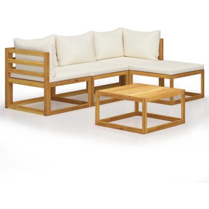 5-tlg. Garten-Lounge-Set mit Auflagen Massivholz Akazie