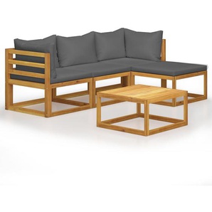 5-tlg. Garten-Lounge-Set mit Auflagen Massivholz Akazie