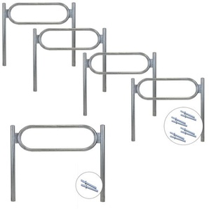 5 x Fahrradanlehnbügel 115 x 124 cm Stahl feuerverzinkt ø 60 mm grau Einbetonieren Fahrradständer Parker Typ o