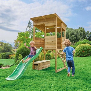 50NRTH Spielhaus »Holz Stelzenhaus, Wildnis«, Spielhaus mit Rutsche, Natur