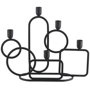 5er Kerzenständer - schwarz - Metall - 36 cm - 29 cm - cm 12,0 | Möbel Kraft