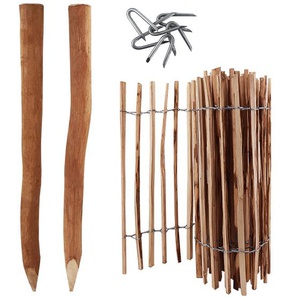5m Komplett Set Staketenzaun 120cm hoch Lattenabstand 4-6cm mit 5 Holzpfosten 1,5m lang & Krampen
