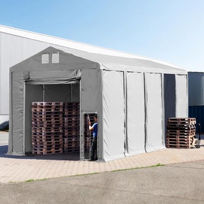 5x10 m Lagerzelt, PVC-Plane, grau, mit Bodenrahmen, mit Statik (Betonuntergrund) - (94022)
