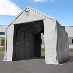 5x10m Zelthalle, PRIMEtex-Plane, grau, mit Statik (Betonuntergrund) - (48844)