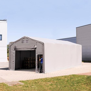 5x10m Zelthalle, PRIMEtex-Plane, grau, mit Statik (Betonuntergrund) - (94195)