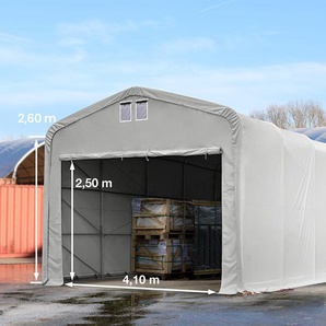 5x10m Zelthalle, PVC-Plane, grau, mit Statik (Betonuntergrund) - (49396)