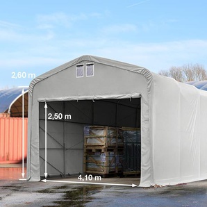 5x10m Zelthalle, PVC-Plane, grau, mit Statik (Erduntergrund) - (49399)