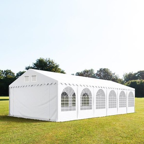 5x12m Partyzelt, PVC-Plane, weiß, mit Bodenrahmen - (2659)