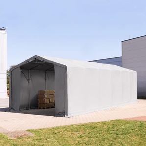5x12m Zelthalle, PVC-Plane, grau, mit Statik (Betonuntergrund) - (94097)