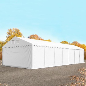 5x14 m Lagerzelt, PVC-Plane, weiß, mit Bodenrahmen, mit Statik (Erduntergrund) - (57707)