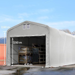 5x16m Zelthalle, PVC-Plane, grau, mit Statik (Erduntergrund) - (438190)