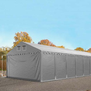 5x24 m Lagerzelt, PVC-Plane, grau, mit Bodenrahmen, mit Statik (Betonuntergrund) - (49855)