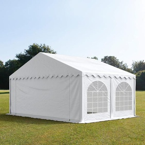 5x4m Partyzelt, PVC-Plane, weiß, mit Bodenrahmen - (7193)
